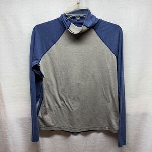 Stio Men's Small Raglan‎ Long Sleeve Hoodie Gray Blue Activewear pit to pit 18"